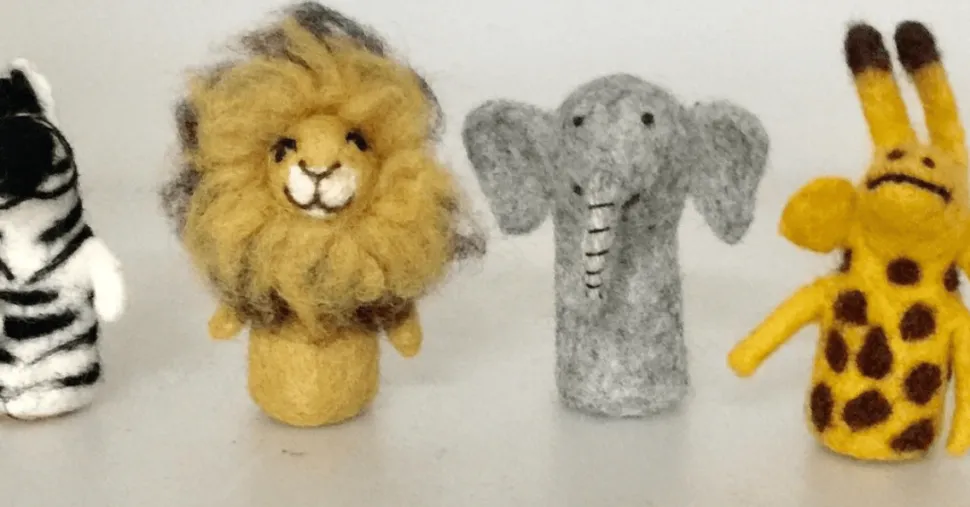 Papoose Toys - African Animal Finger Puppets (4 Piece Set)