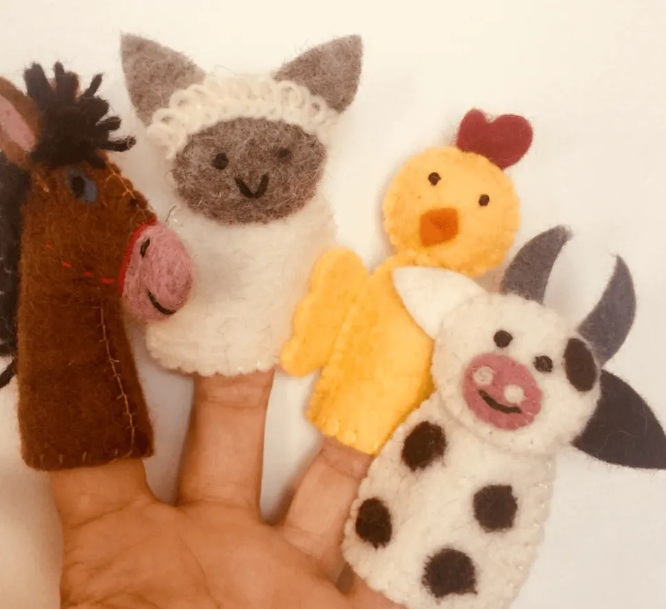 Papoose Toys - Farm Animal Finger Puppets (4 Piece Set)