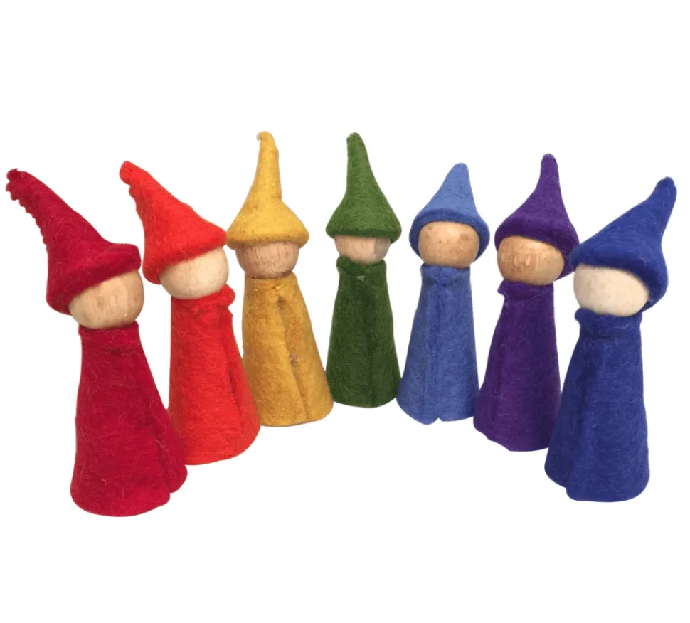 Papoose Toys - Rainbow Gnomes Wood Bodies (7 Piece Set)
