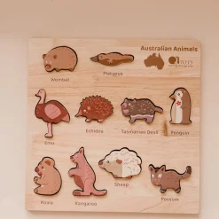 QToys Natural Australian Animal Puzzle And Play Set