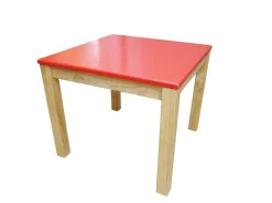 QToys Red Top Timber Table with 2 Matching Chairs
