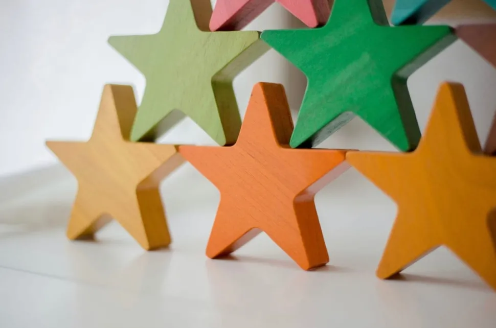 QToys Wooden Stars Set of 10