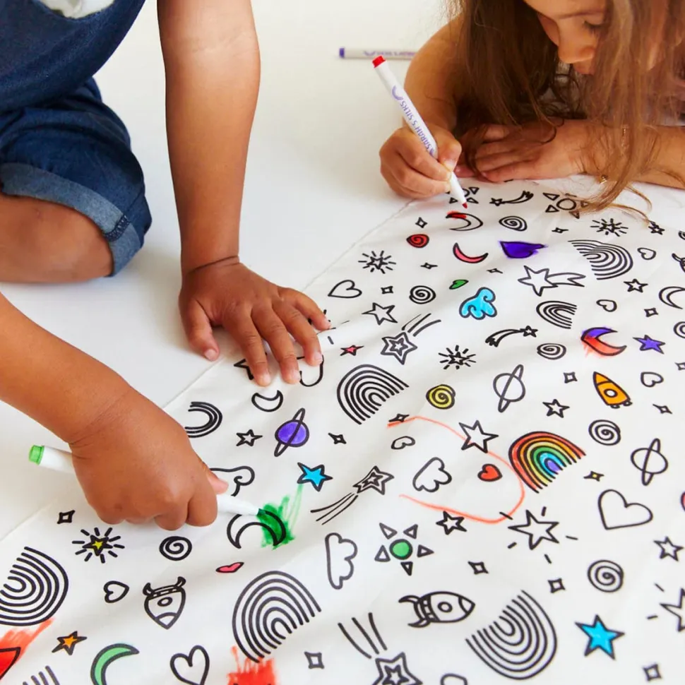Sarah's Silks Rainbow Sky Coloring Seek and Find + Playsilk Marker Set