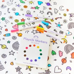 Sarah's Silks Rainbow Sky Coloring Seek and Find + Playsilk Marker Set