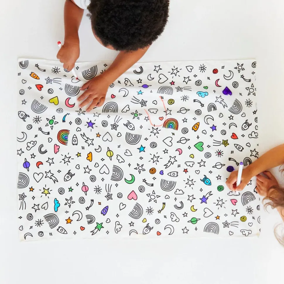 Sarah's Silks Rainbow Sky Coloring Seek and Find + Playsilk Marker Set