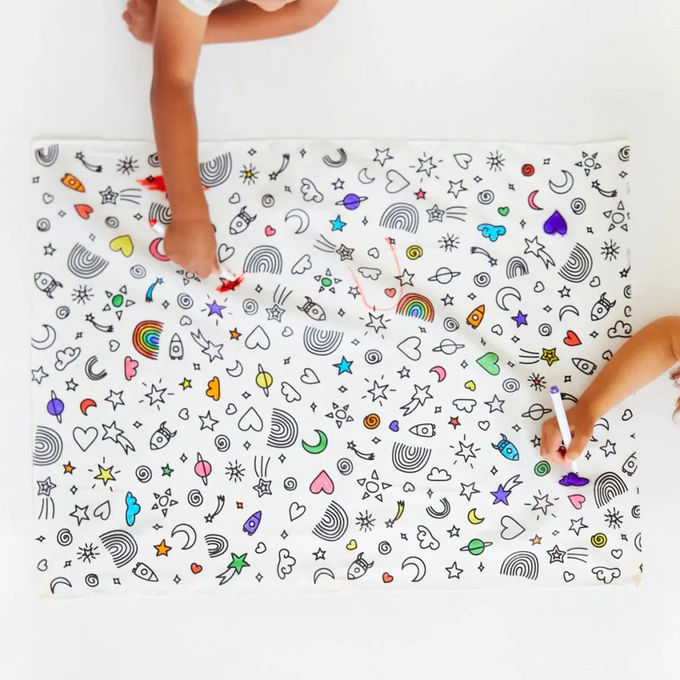 Sarah's Silks Rainbow Sky Coloring Seek and Find + Playsilk Marker Set