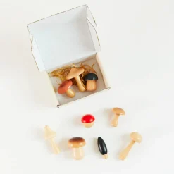 Sarah's Silks Wooden Mushrooms Set