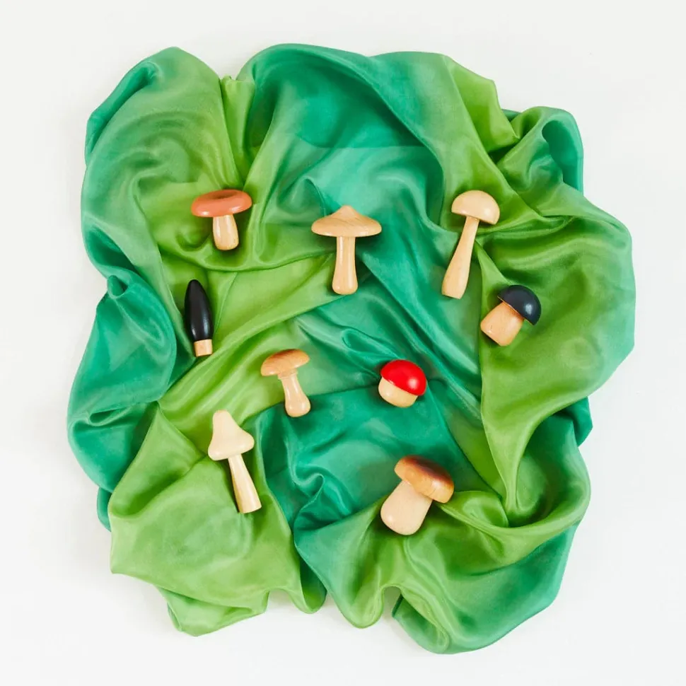 Sarah's Silks Wooden Mushrooms Set