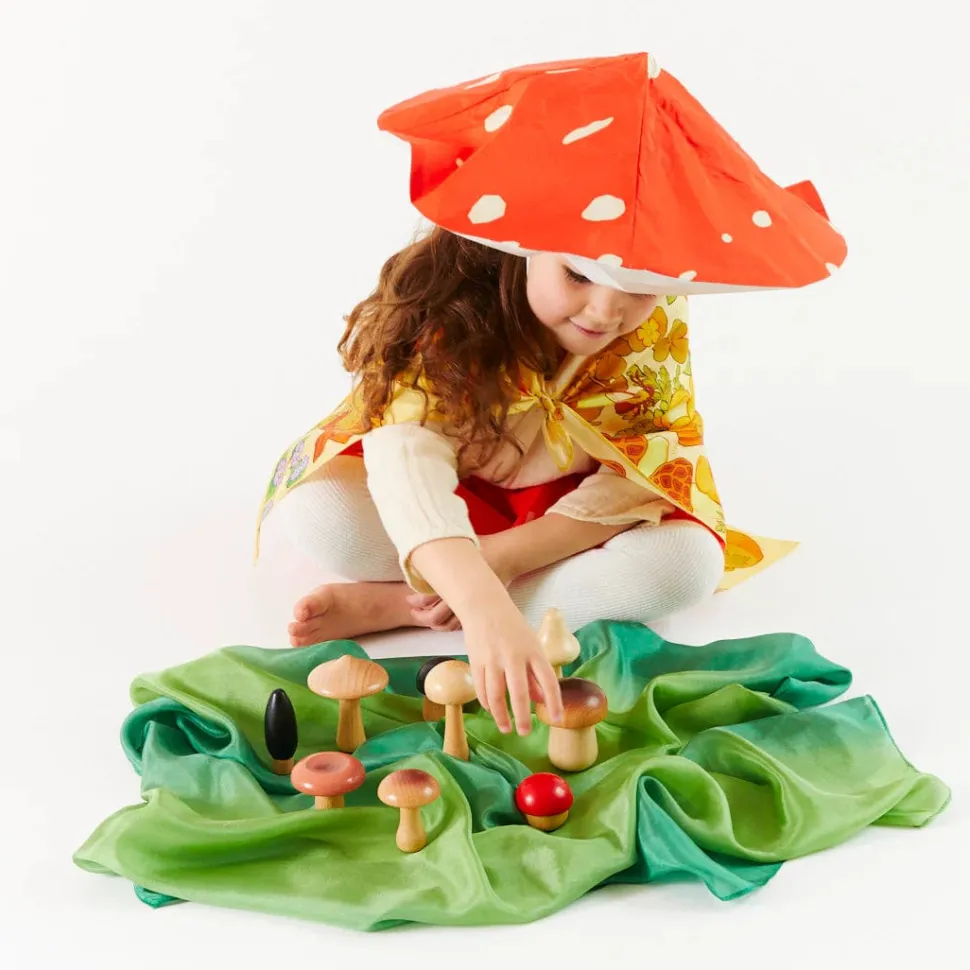 Sarah's Silks Wooden Mushrooms Set