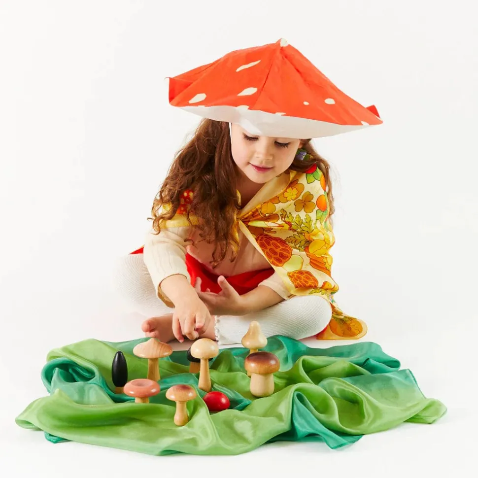 Sarah's Silks Wooden Mushrooms Set