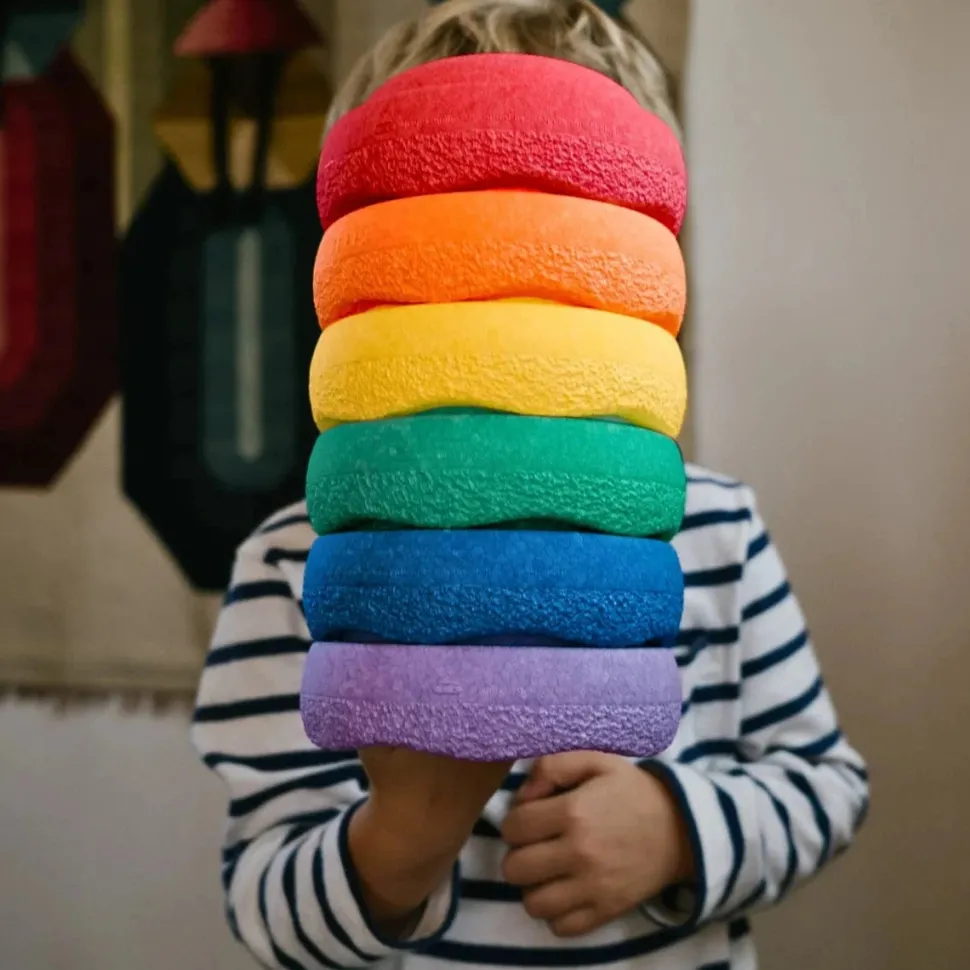 Stapelstein Original Rainbow Classic Set of 7 Minis + Super Confetti Mini Stone