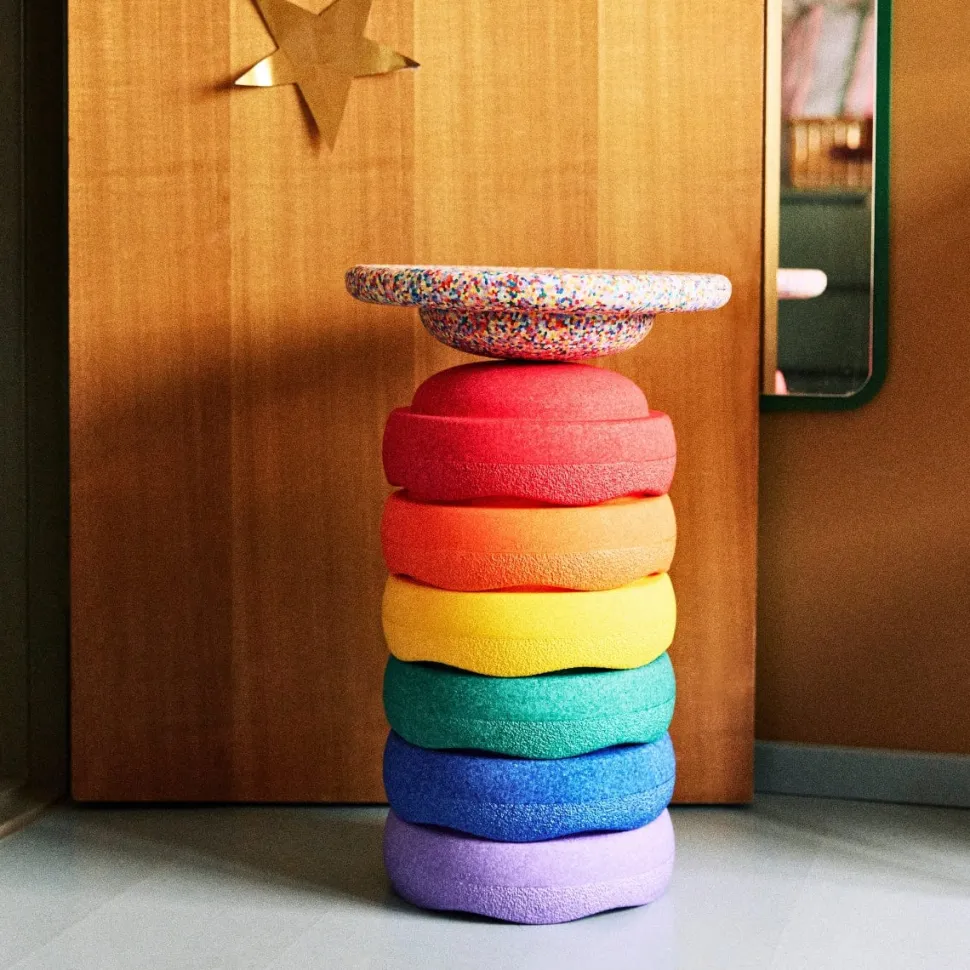 Stapelstein Original Rainbow Classic Set of 7 + Super Confetti Board