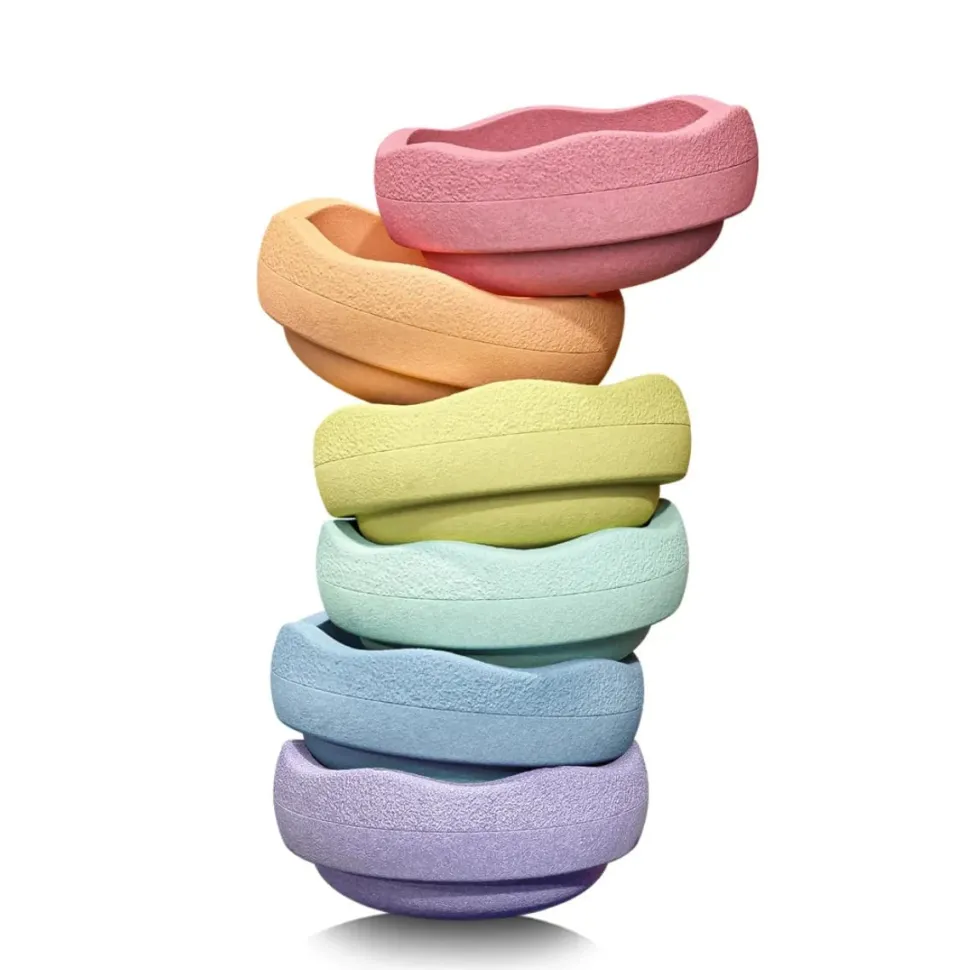Stapelstein Original Rainbow Complete Pastel (Set of 8) + Super Confetti Board