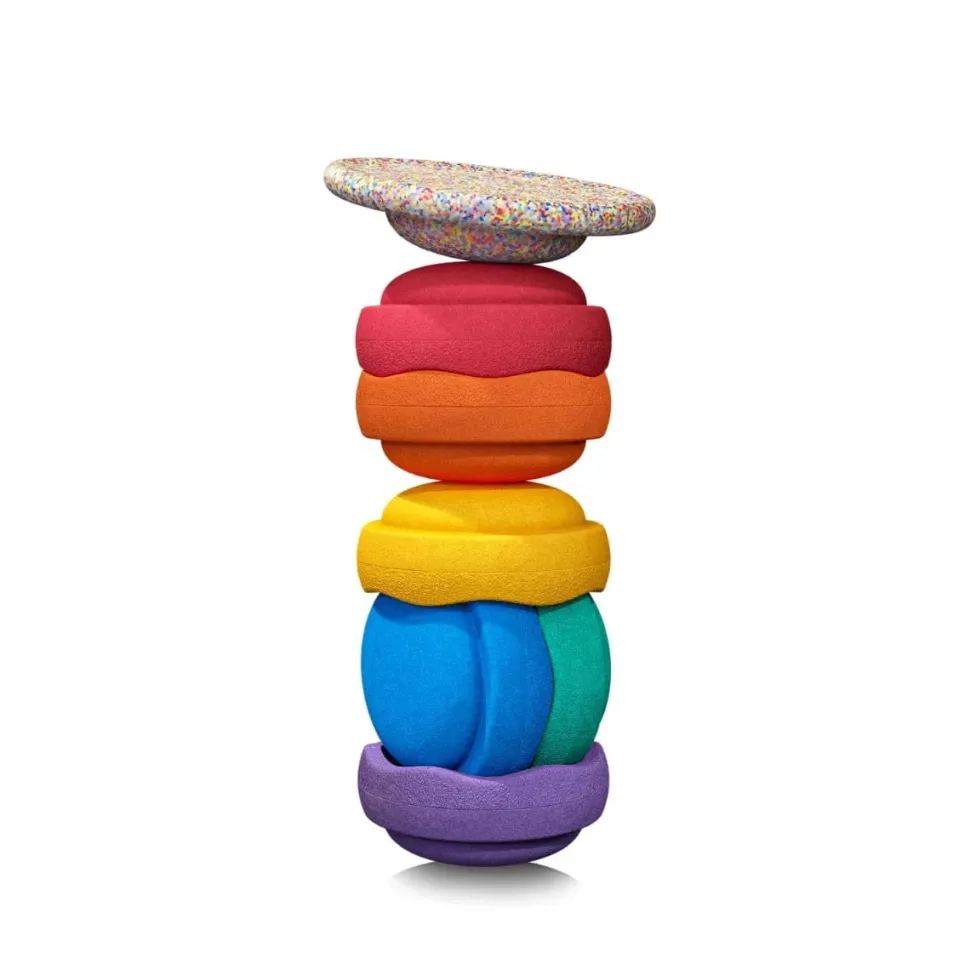 Stapelstein Original Rainbow Classic Set of 7 + Super Confetti Board