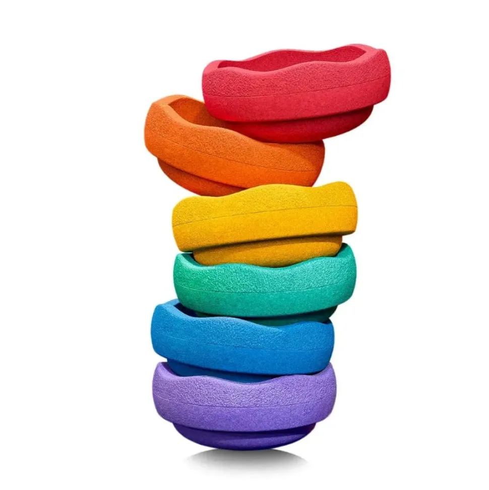 Stapelstein Original Rainbow Classic Set of 7 Minis + Super Confetti Mini Stone