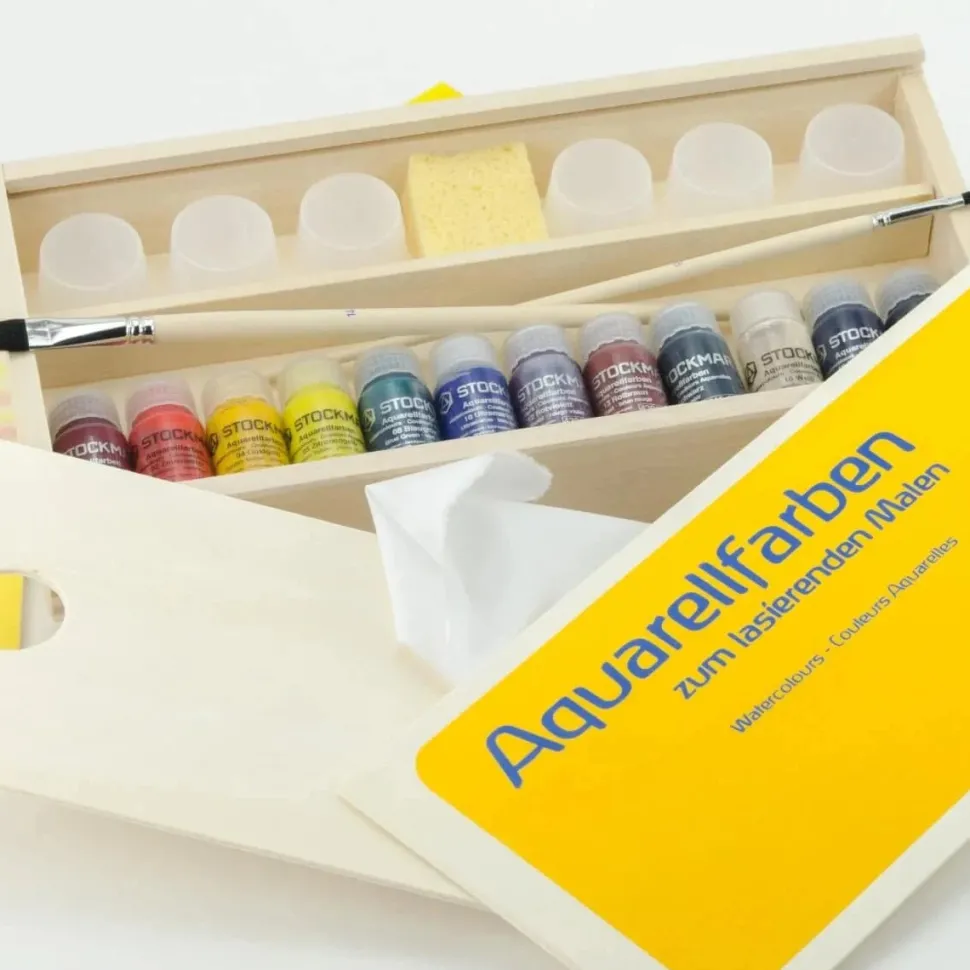 Stockmar Aquarelle Watercolours 12x20 ml in Wooden Box with accessories