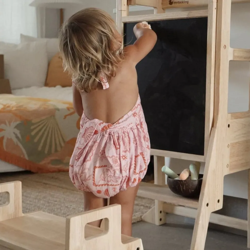 The Full Mini Chef: My Duckling Solid Wood Adjustable Learning Tower 3in1 - Deluxe(Rectangle Stool Handle) set