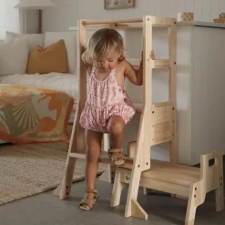 The Full Mini Chef: My Duckling Solid Wood Adjustable Learning Tower 3in1 - Deluxe(Rectangle Stool Handle) set