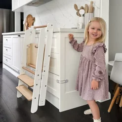Toypark Folding Learning Tower - White/Natural