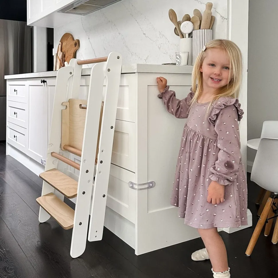 Toypark Folding Learning Tower - White/Natural