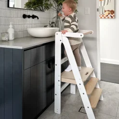 Toypark Folding Learning Tower - White/Natural