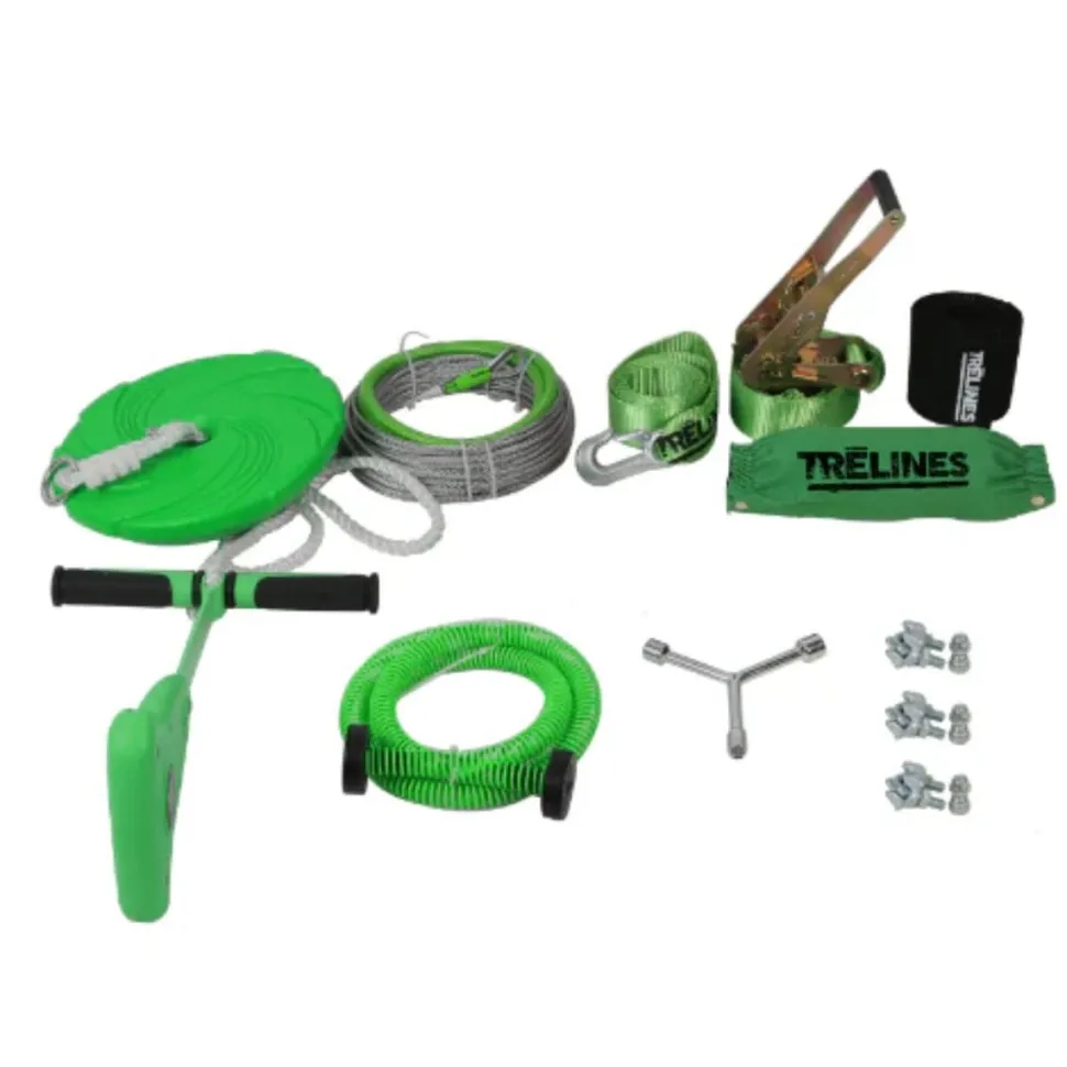 Trelines Zipline Quickset With Brake - Easy Setup and Takedown 30m