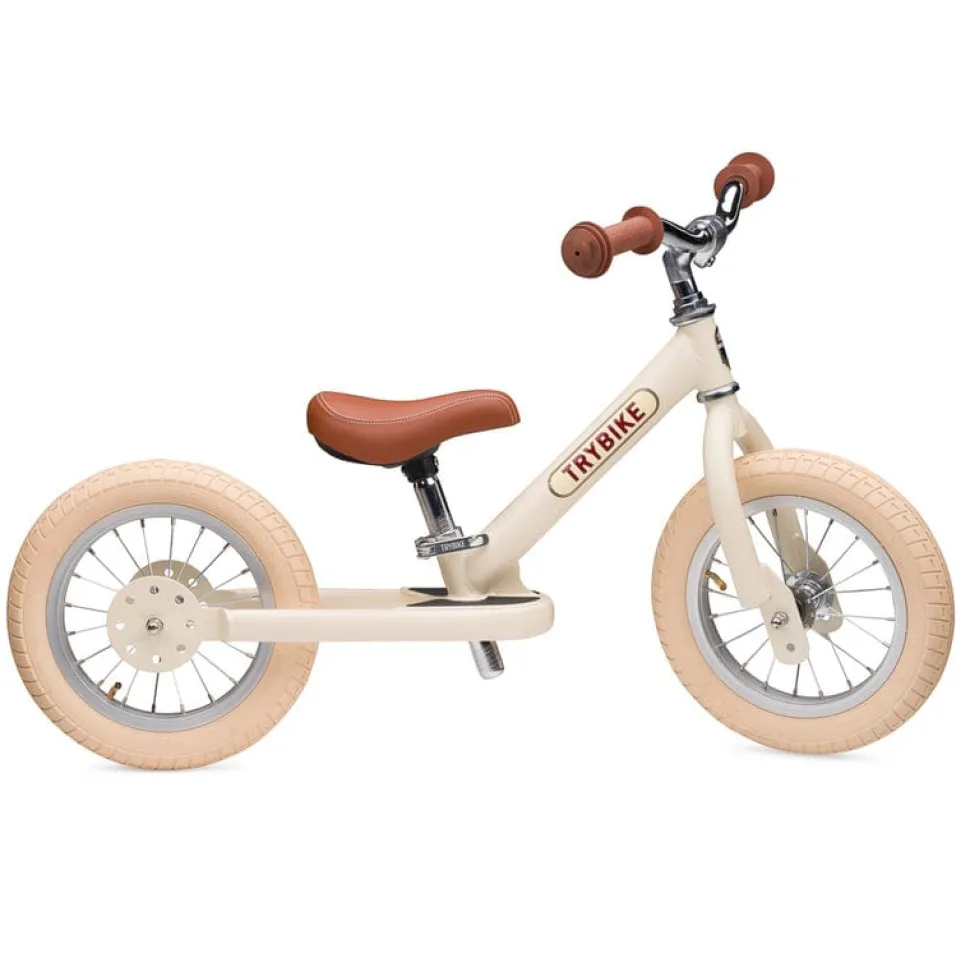 Trybike 2 In 1 Steel Balance Bike - Cream (2024 New Colour)