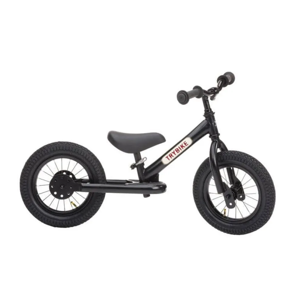 Trybike 2 in 1 Steel Balance Bike - Black