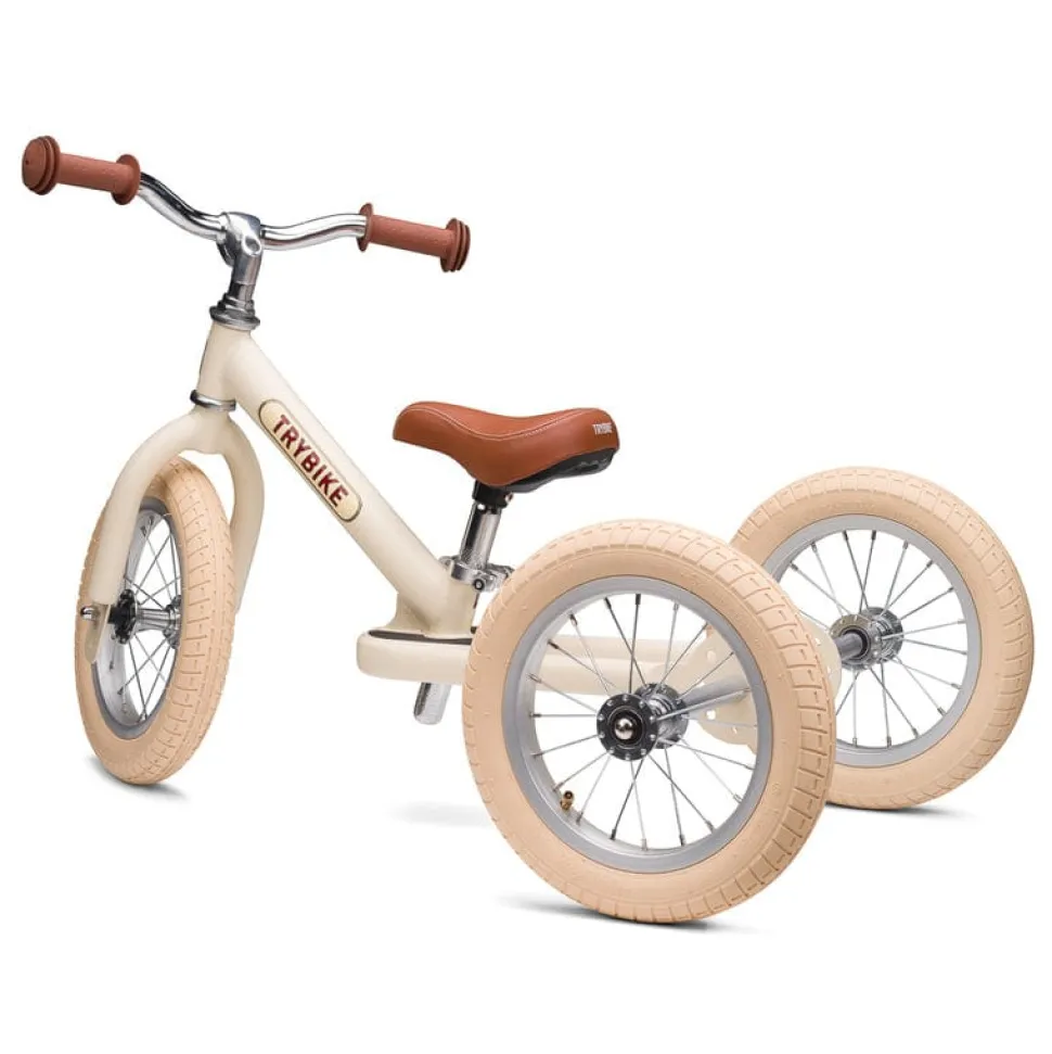 Trybike 2 In 1 Steel Balance Bike - Cream (2024 New Colour)