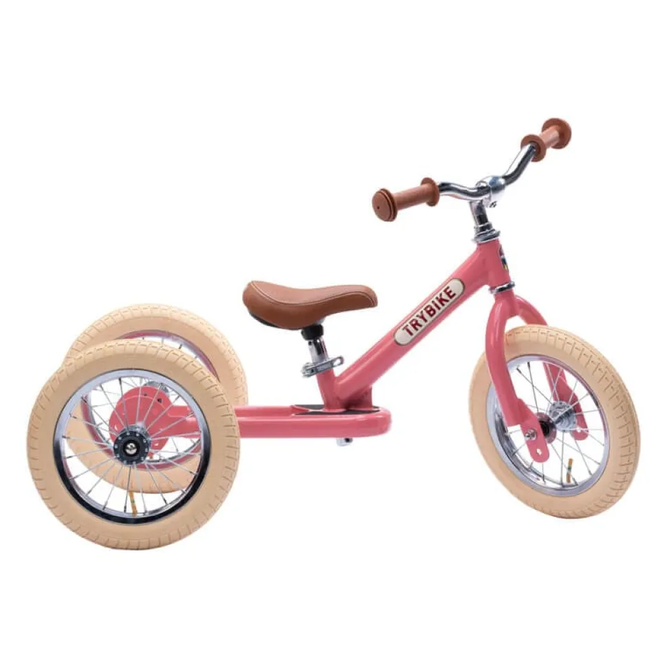 Trybike 2 in 1 Vintage Steel Balance Bike - Pink