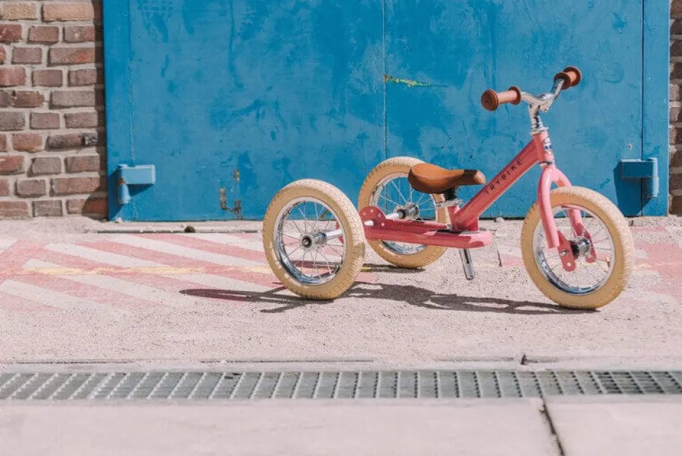 Trybike 2 in 1 Vintage Steel Balance Bike - Pink